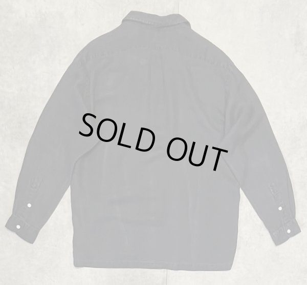 画像3: 90'S RALPH LAUREN "CALDWELL" ロゴ無し無地 リネン オープンカラーシャツ ブラック (VINTAGE)