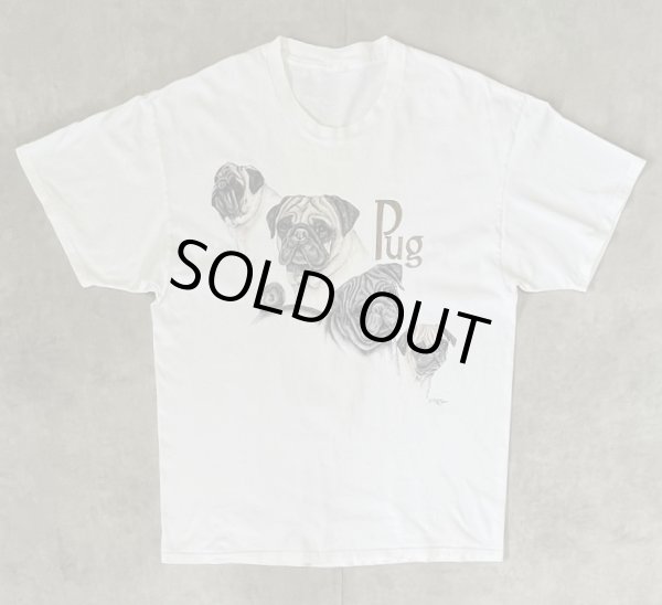 画像1: 90'S LAURA ROGERS "PUG" 半袖 Tシャツ ホワイト (VINTAGE)