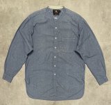 画像: 90'S RRL 初期 三ツ星タグ シャンブレー マチ付き バンドカラーシャツ ブルー (VINTAGE)