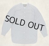 画像: 90'S RRL 初期 三ツ星タグ シャンブレー マチ付き バンドカラーシャツ ブルー (VINTAGE)