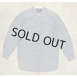 画像: 90'S RRL 初期 三ツ星タグ シャンブレー マチ付き バンドカラーシャツ ブルー (VINTAGE)