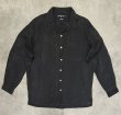 画像1: 90'S RALPH LAUREN "CALDWELL" ロゴ無し無地 リネン オープンカラーシャツ ブラック (VINTAGE)