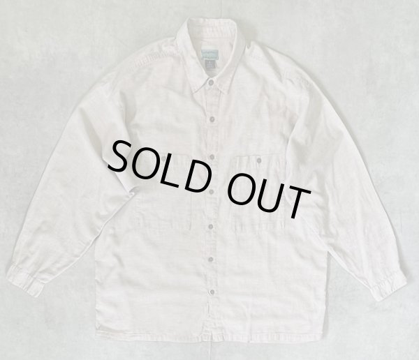 画像1: 90'S PATAGONIA "ヤシの木タグ" マチ付きポケット 長袖 シャツ ベージュ (VINTAGE)