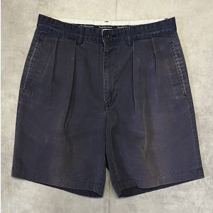 画像: 90'S RALPH LAUREN "TYLER SHORT" ツープリーツ チノショーツ フェードネイビー (VINTAGE)