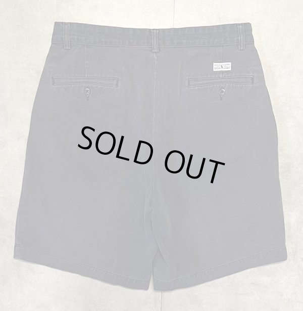 画像4: 90'S RALPH LAUREN "TYLER SHORT" ツープリーツ チノショーツ フェードネイビー (VINTAGE)