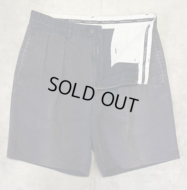 画像3: 90'S RALPH LAUREN "TYLER SHORT" ツープリーツ チノショーツ フェードネイビー (VINTAGE)