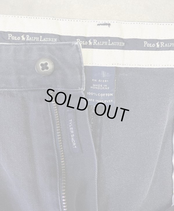 画像2: 90'S RALPH LAUREN "TYLER SHORT" ツープリーツ チノショーツ フェードネイビー (VINTAGE)