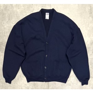 画像: 90'S JERZEES スウェット カーディガン 無地 ネイビー (MINT CONDITION)