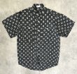 画像1: AVANTI シルク100% 半袖 シャツ チャコール/ホワイト 総柄 (VINTAGE)