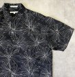 画像3: 90'S PERRY ELLIS シルク/リネン 半袖 シャツ ブラック/ホワイト 総柄 (VINTAGE)