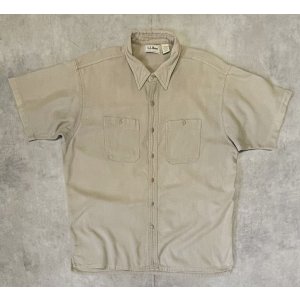 画像: 90'S LL Bean "COOL WEAVE" コットン 半袖 ボックスシャツ ベージュ USA製 (VINTAGE)