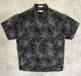 画像: 90'S PERRY ELLIS シルク/リネン 半袖 シャツ ブラック/ホワイト 総柄 (VINTAGE)