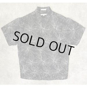 画像: 90'S PERRY ELLIS シルク/リネン 半袖 シャツ ブラック/ホワイト 総柄 (VINTAGE)