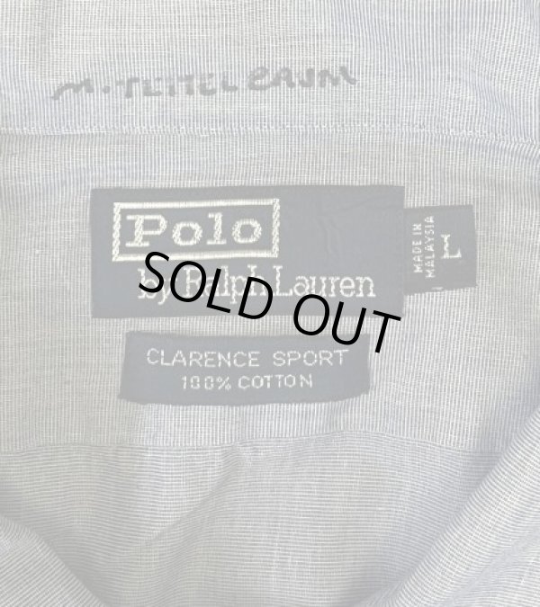 画像2: 90'S RALPH LAUREN "CLARENCE SPORT" 刷毛目ポプリン 長袖 プルオーバーボックスシャツ ブルー (VINTAGE)
