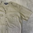画像3: 90'S RALPH LAUREN ノーカラー Vネック 半袖 サファリシャツ ベージュ (VINTAGE)