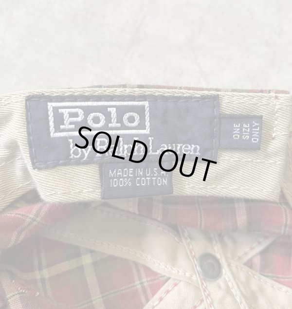 画像6: 90'S RALPH LAUREN ロゴ刺繍 ベースボールキャップ チェック柄 USA製 (VINTAGE)