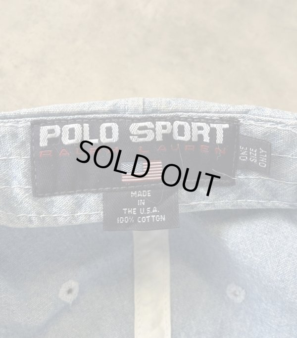 画像6: 90'S RALPH LAUREN POLO SPORT "USA POLO" シャンブレー ベースボールキャップ ブルー USA製 (VINTAGE)