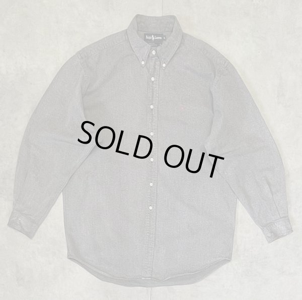 画像1: 80'S RALPH LAUREN "BLACK COVERT" 長袖 BDシャツ ブラック USA製 (VINTAGE)