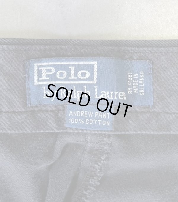 画像2: 90'S RALPH LAUREN "ANDREW PANT" ツープリーツ チノパンツ ブラック W35L30 (VINTAGE)