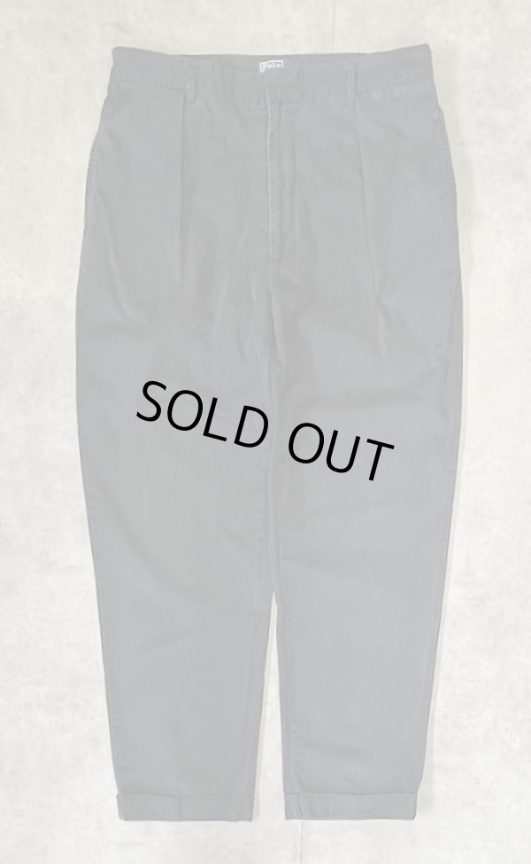 画像1: 90'S RALPH LAUREN ワンプリーツ チノパンツ ブラック W36L31 (VINTAGE)