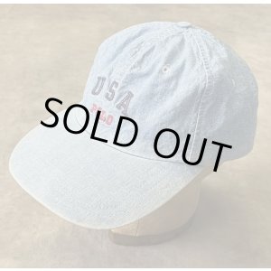 画像: 90'S RALPH LAUREN POLO SPORT "USA POLO" シャンブレー ベースボールキャップ ブルー USA製 (VINTAGE)