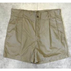 画像: 50'S イタリア軍 コットン100% ボタンフライ プリーツ入り チノショーツ ベージュ (MINT CONDITION)