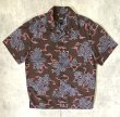 画像1: RALPH LAUREN "POLO JEANS" コットン 半袖 オープンカラーシャツ ブラウン/総柄 (VINTAGE)