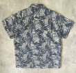 画像4: 90'S RALPH LAUREN リネン/コットン 半袖 オープンカラーシャツ インディゴ/鯉柄 (VINTAGE)