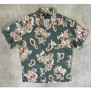 画像: 90'S RALPH LAUREN "POLO SPORT" コットン 半袖 オープンカラーシャツ オリーブ/花柄 (VINTAGE)
