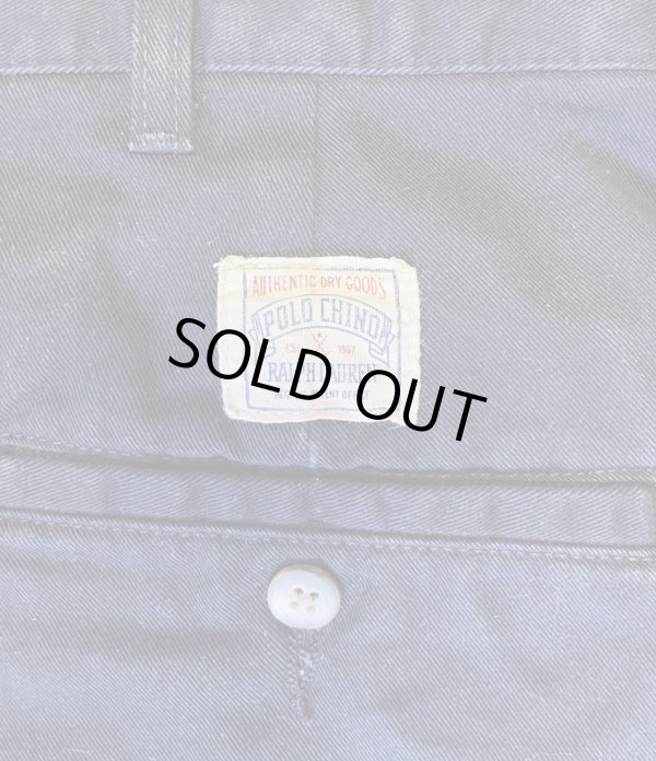 画像6: 90'S RALPH LAUREN "ボックスロゴ" ツープリーツ チノショーツ ネイビー TALONジップ USA製 (VINTAGE)