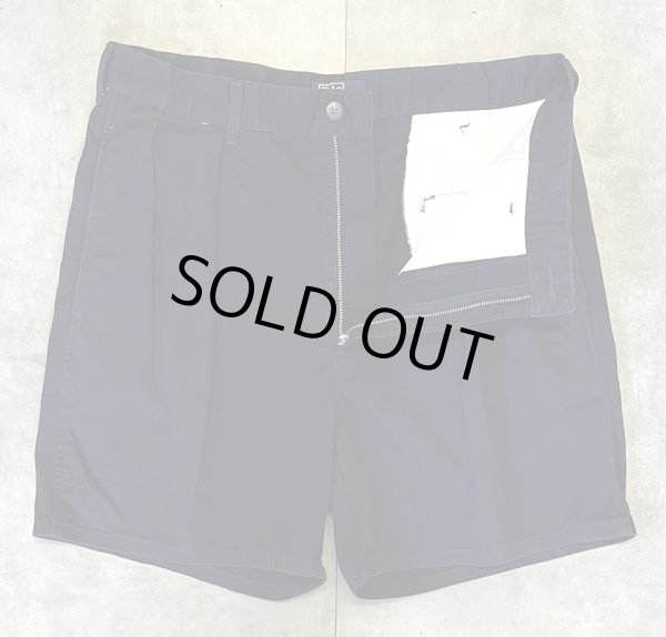 画像3: 90'S RALPH LAUREN "ボックスロゴ" ツープリーツ チノショーツ ネイビー TALONジップ USA製 (VINTAGE)