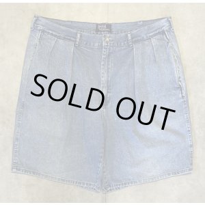 画像: 90'S RALPH LAUREN "ボックスロゴ" ツープリーツ デニムショーツ インディゴ USA製 (VINTAGE)