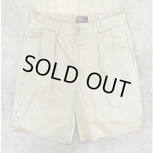 画像: 90'S RALPH LAUREN "ボックスロゴ" ツープリーツ チノショーツ ベージュ TALONジップ USA製 (VINTAGE)