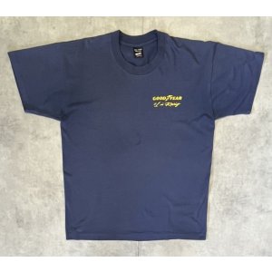 画像: 90'S GOOD YEAR シングルステッチ 両面プリント 半袖 Tシャツ フェードネイビー カナダ製 (VINTAGE)