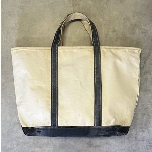 画像: 80'S LL Bean 2色タグ キャンバス トートバッグ ネイビー/オフホワイト USA製 (VINTAGE)
