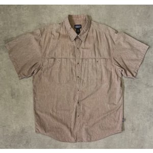 画像: 90'S PATAGONIA  スナップボタン 半袖 シャンブレーシャツ ライトブラウン 香港製 (VINTAGE)