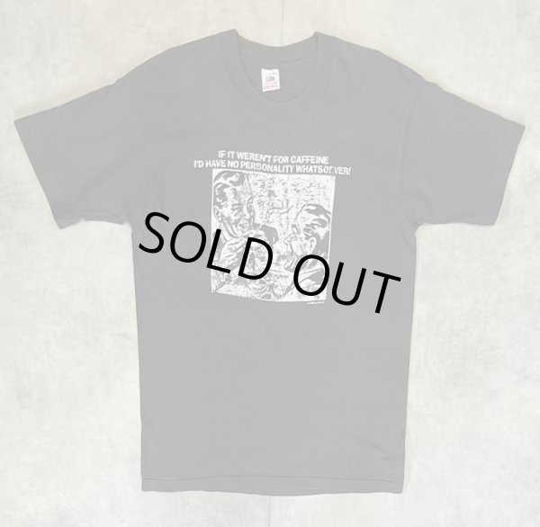 画像1: 90'S CAFFEINE シングルステッチ 半袖 Tシャツ ブラック USA製 (VINTAGE)