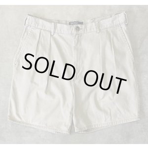 画像: 90'S RALPH LAUREN "ボックスロゴ" ツープリーツ チノショーツ ベージュ (VINTAGE)