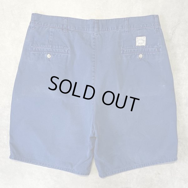 画像5: 90'S RALPH LAUREN "ボックスロゴ" ツープリーツ チノショーツ ダークブルー (VINTAGE)