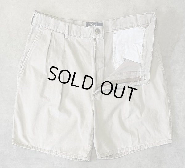 画像3: 90'S RALPH LAUREN "ボックスロゴ" ツープリーツ チノショーツ ベージュ (VINTAGE)