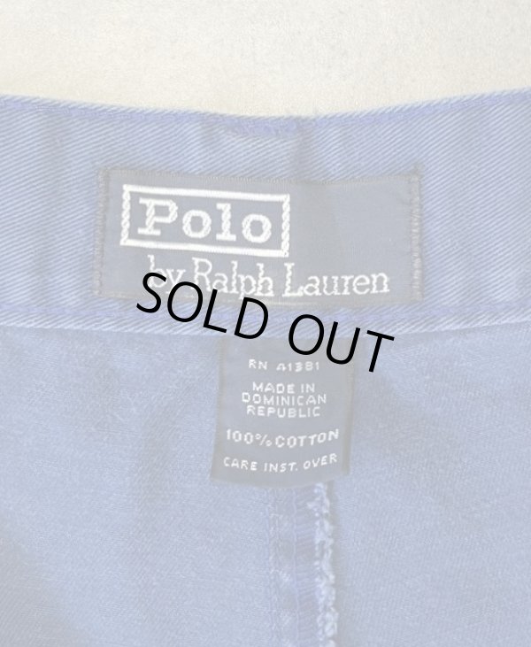 画像2: 90'S RALPH LAUREN "ボックスロゴ" ツープリーツ チノショーツ ダークブルー (VINTAGE)