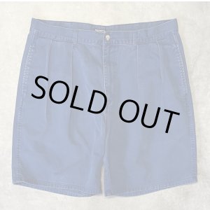 画像: 90'S RALPH LAUREN "ボックスロゴ" ツープリーツ チノショーツ ダークブルー (VINTAGE)