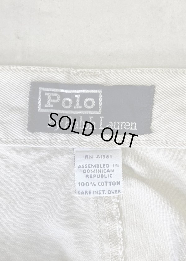 画像2: 90'S RALPH LAUREN "ボックスロゴ" ツープリーツ チノパンツ ライトベージュ (VINTAGE)