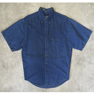 画像: 90'S GAP 旧タグ リネン/コットン 半袖 BDシャツ インディゴ (VINTAGE)