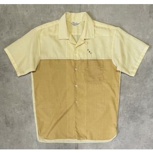 画像: 60'S SEARS 三角タグ 半袖 オープンカラーシャツ イエロー/マスタード (VINTAGE)