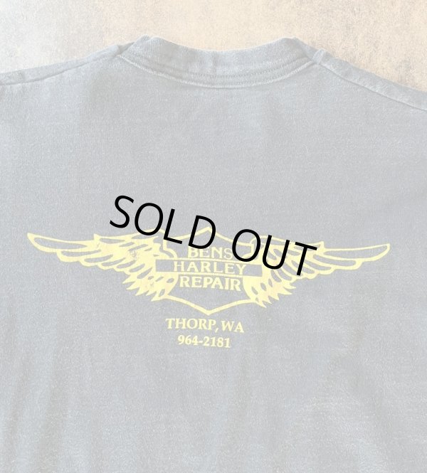 画像1: 90'S BENS HARLEY REPAIR シングルステッチ 半袖 Tシャツ ブラック USA製 (VINTAGE)