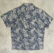 画像4: 90'S RALPH LAUREN リネン/コットン 半袖 オープンカラーシャツ インディゴ/鯉柄 (VINTAGE)