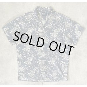 画像: 90'S RALPH LAUREN リネン/コットン 半袖 オープンカラーシャツ インディゴ/鯉柄 (VINTAGE)