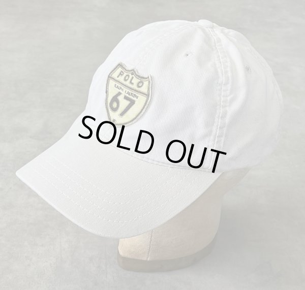 画像1: 90'S RALPH LAUREN "POLO 67" ベースボールキャップ ライトベージュ USA製 (VINTAGE)