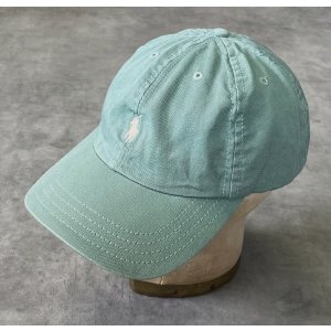 画像: 90'S RALPH LAUREN ロゴ刺繍 ベースボールキャップ ライトグリーン USA製 (VINTAGE)